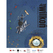 Na granatowym tle jedna z ilustracji Wilkonia: rycerz na koniu, za nim siedzi czarna postać. Po prawej czarne napisy informujące o wydarzeniu.