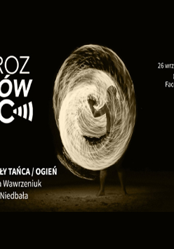 Plakat z informacjami o wydarzeniu, które są zawarte w treści. Na środku postać w ognistej kuli.