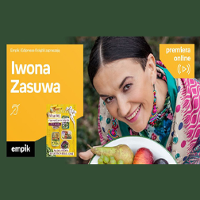 Plakat wydarzenia ze zdjęciem Iwony Zasuwy, po lewej nazwisko autorki i okładka książki.