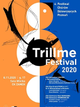 Pomarańczowo-niebieski plakat festiwalu z informacjami o wydarzeniu.