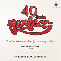 Na białym tle czerwony napis 40-lecie Perfect