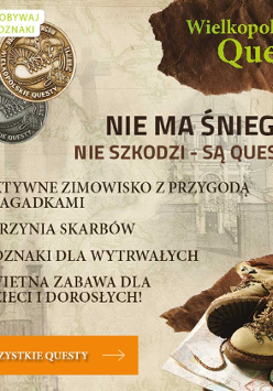 Informacje o wydarzeniu pojawiające się też w tekście. W lewym górnym rogu zdjęia odznak, w prawym dolnym rogu buty stojące na mapie.