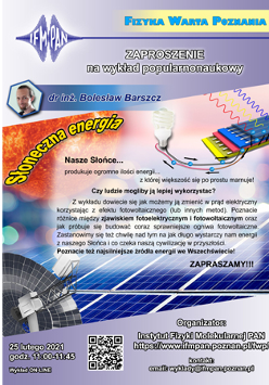 Plakat zapraszający do udziału w wykładzie ze zdjęciem wykładowcy i krótkim opisem tematyki wykładu.