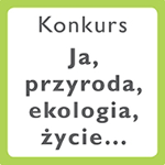 Nazwa konkursu - czarne litery na białym tle, zielona ramka.