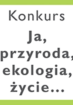 Nazwa konkursu - czarne litery na białym tle, zielona ramka.