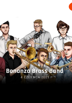 Ilustracja pokazująca członków zespołu grających na instrumentach dętych. Obok mikrofon.