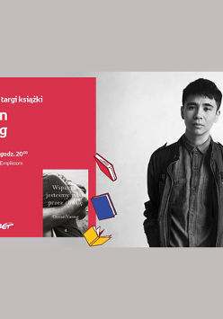 Plakat wydarzenia ze zdjęciem pisarza.