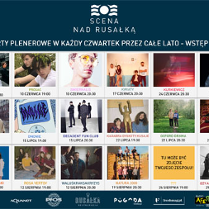 Zdjęcia wykonawców i daty koncertów. na górze napis: Scena nad Rusałką.