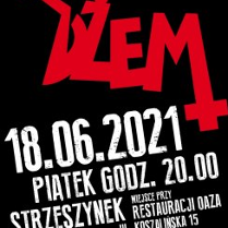 Na grafice czerwony napis Dżem oraz data i godzina koncertu.