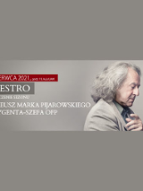 Plakat ze zdjęciem Marka Pijarowskiego. Białe napisy na szarym tle z nazwą wydarzenia.