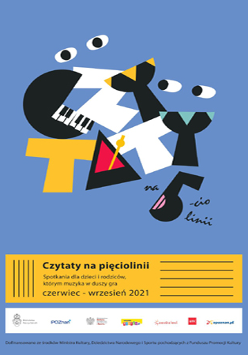 Kolorowe literki układające się w wyraz "Czytaty" na niebieskim tle. Na dole informacje o wydarzeniu.