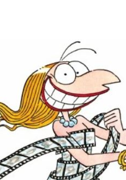 Ilustracja przestawia kobietę owiniętą taśmą filmową.