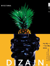 Grafika będąca plakatem wystawy składa się z dwóch części. Dolna przedstawia fragment fantazyjnego czarnego wazonu na żółtym tle. U jego podstawy znajduje się napis "dizajn.". W górnej część grafiki widzimy fragment ananasa z liśćmi na czarnym tle.