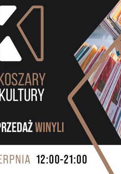 Plakat wydarzenia. Kartony z winylami.