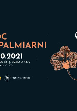 Tytuł i data wydarzenia. Po prawej księżyc i kwiat.