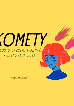 Informacje o wydarzeniu Głowa kobiety z czerwonymi włosami. Za nią jakby 3 lecące komety.
