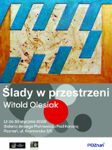 Jedna z prac artysty oraz informacje o nazwie wystawy i jej terminie.