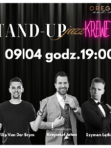 Od lewej strony: Filip Van Der Brym, Krzysztof Johns, Szymon Łątkowski. Nad nimi nazwa wydarzenia.