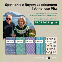 Na zdjęciu Roy Jacobsen i Anneliese Pitz. Na dole okładki książek Jacobsena. W prawym górnm rogu napisy informujące o wydarzeniu.
