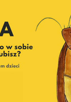 owad ze smutna miną na żółtym tle