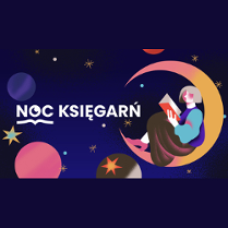 czytająca postać na księżycu rogaliku