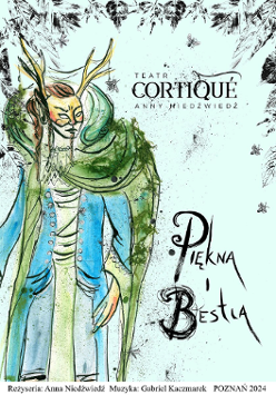 Na plakacie rysunek postaci z głową bestii z rogami. Obok nazwa teatru i wydarzenia.