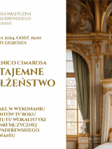 po lewej napisy a prawa część plakatu to zdjęcie fragmentu sypialni z sali pałacowej