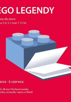 Klocek lego i otwarta książka na czerwonym tle