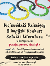 5 koł olimpijskich wypełnionych plasteliną w odpowiednich kolorach po nimi tytuł konkursu czarna czcionka na jasnym tle