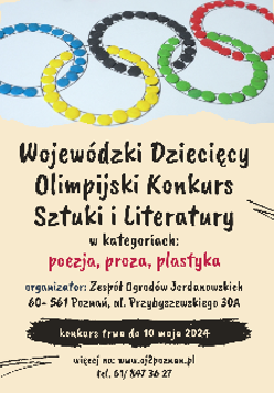 5 koł olimpijskich wypełnionych plasteliną w odpowiednich kolorach po nimi tytuł konkursu czarna czcionka na jasnym tle