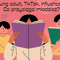 rysunek trójki młodych z których dwoje czyta książki a trzeci stoi ze zdziwioną miną