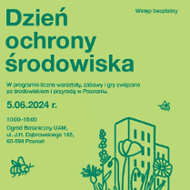 ciemnozielone napisy na jasnozielonym tle z rysunkiem bloku i kwiatów łąkowych