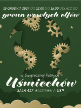 Na zielonym tle żółty budynek Uniwersytetu Ekonomicznego, gwiazdki i młyńskie koło. Białe napisy informujące o wydarzeniu.