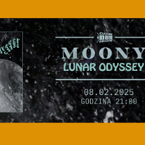 Po lewej stronie grafika ze zdjęciem Księżyca i fragmentem Ziemi, po prawej napisy informujące o wydarzeniu.