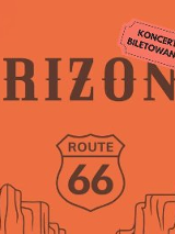 Czarny napis "Arizona - Route 66" na ciemnym pomarańczowym tle.