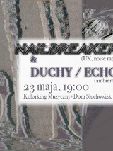 Grafika w kolorach szarości, po prawej sylwetka człowieka śpiewającego do mikrofonu. Na środku prostokątna ramka informująca o wydarzeniu.