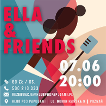 Kolorowa grafika z zarysem kobiecej sylwetki przy mikrofonie, Czerwone i białe napisy informujące o wydarzeniu.