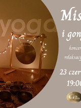 Na plakacie znajdują się informacje takie jak data oraz godzina wydarzenia, oraz zdjęcie przedstawiające gong opleciony światełkami.