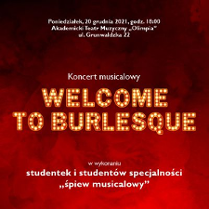 Informacje na temat koncertu na bordowym tle