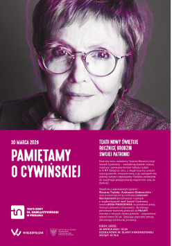 Górna część plakatu to zdjęcie twarzy dojrzałej kobiety w okularach. W dolnej części plakatu informacje o spotkaniu.