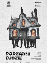 Rysunek starego domu; który stoi na nogach kilku osób. Pod rysunkiem informacje na temat przedstawienia.