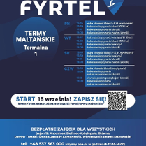 Na plakacie widać harmonogram zajęć oraz QR Code odsyłający do formularza zapisowego na zajęcia. Ponadto widoczne są dane kontaktowe, logo projektu oraz informacja do kogo skierowane są zajęcia.
