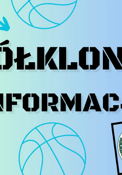 Plakat jest w niebiesko-zielonych barwach, na środku plakatu znajduje się czarny napis "PÓŁKOLONIE INFORMACJE".