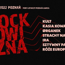 Czerowne litery na czarnym tle.