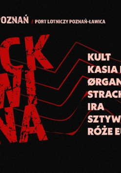 Czerowne litery na czarnym tle.