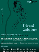 Rysunek dziewczybki wtulającej się popiersie osoby dorosłej na zielonym tle. Poniżej informacja o wydarzeniu - białe i czarne litery. W parwym górnym narożniku logo "OFF Opera"
