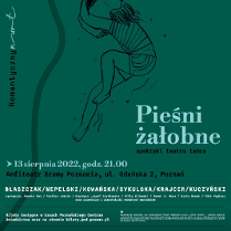Rysunek dziewczybki wtulającej się popiersie osoby dorosłej na zielonym tle. Poniżej informacja o wydarzeniu - białe i czarne litery. W parwym górnym narożniku logo "OFF Opera"