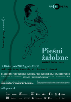 Rysunek dziewczybki wtulającej się popiersie osoby dorosłej na zielonym tle. Poniżej informacja o wydarzeniu - białe i czarne litery. W parwym górnym narożniku logo "OFF Opera"