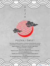 Czerwone słońce w muszelkowy wzór z dwiema szarymi chmurkami po bokach na szarym tle. Pod nim napisy informujące o wydarzeniu.