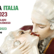 Plakat przedstawia dwie całujące się porcelanowe figurki.